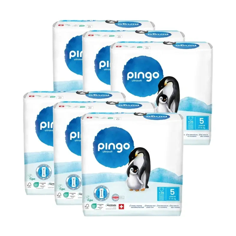 Pannolini ecologici Pingo taglia 5 (11-16 Kg), 6X36 unità