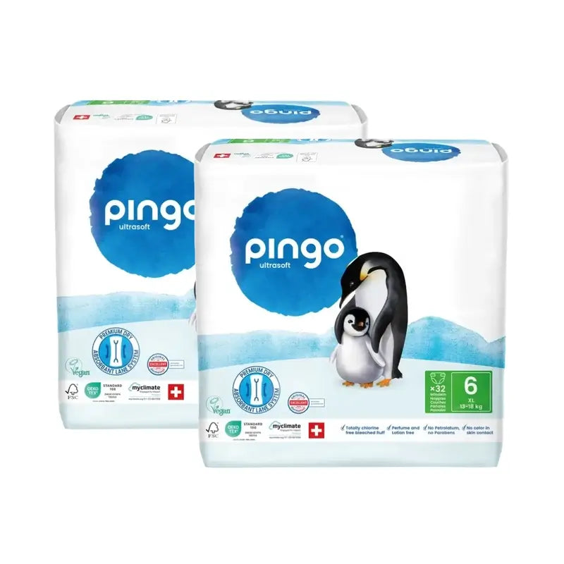 Pannolini ecologici Pingo taglia 6 (13-18 Kg), 2X32 unità