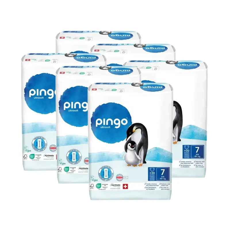 Pannolini ecologici Pingo taglia 7 (+15 Kg), 6X30 unità