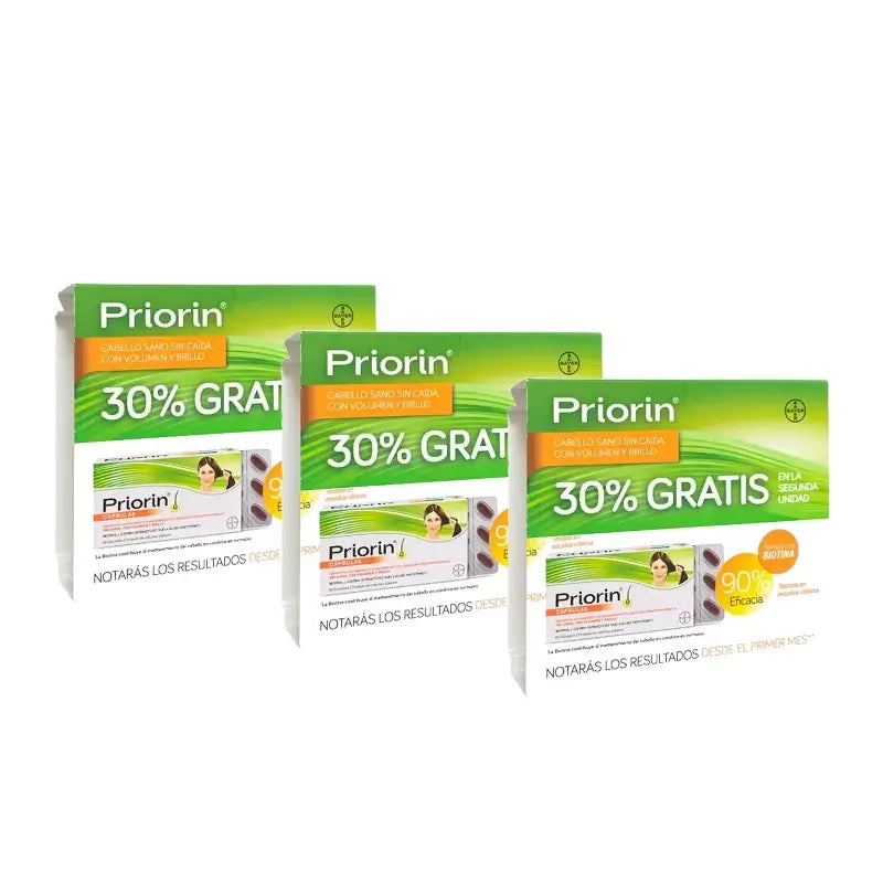 PriorIn Duplo Capelli sani senza caduta, 2 x 60 capsule, confezione da 3 pezzi (360 capsule)