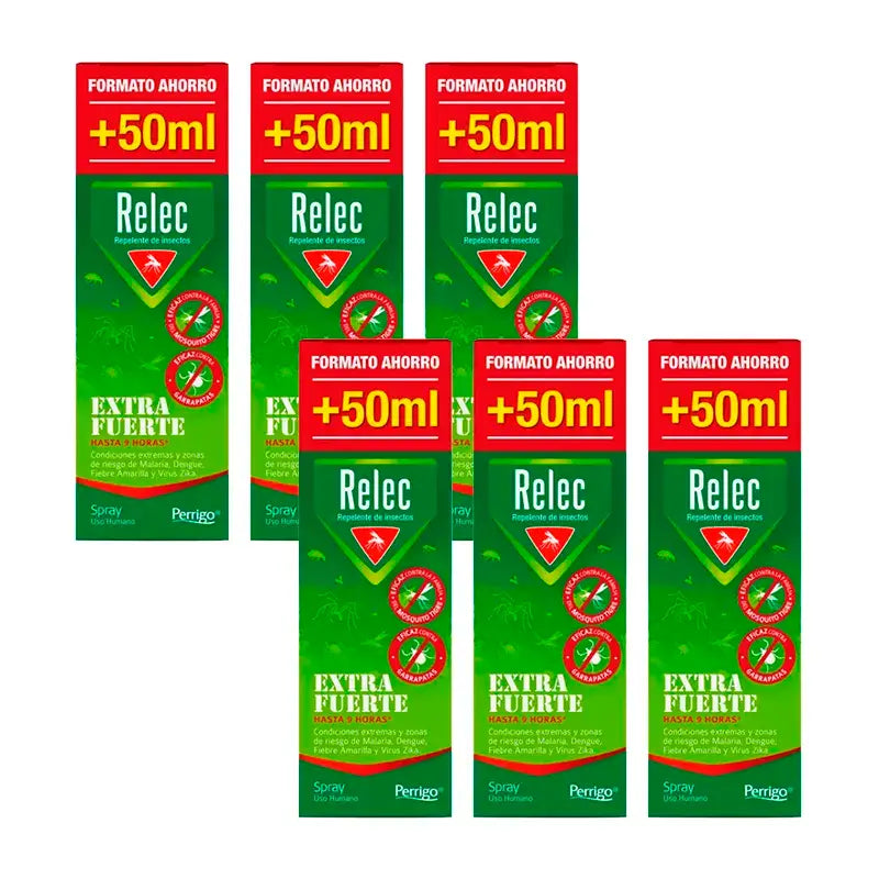 Relec Spray repellente per zanzare extra forte, confezione da 6 x 125 ml