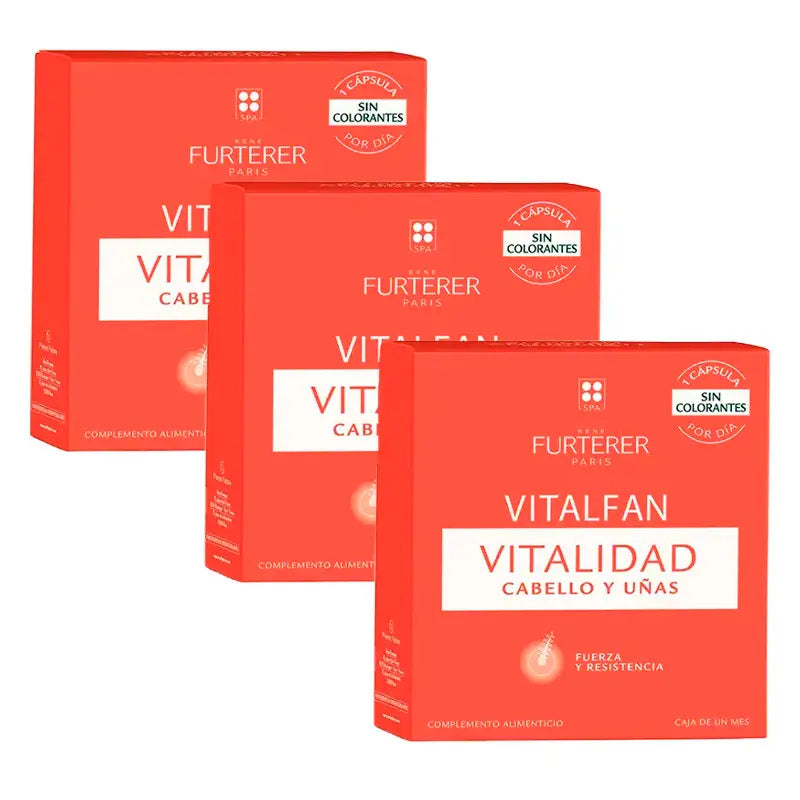 Rene Furterer Vitalfan Vitality Capelli e Unghie, Confezione 3 x 30 capsule
