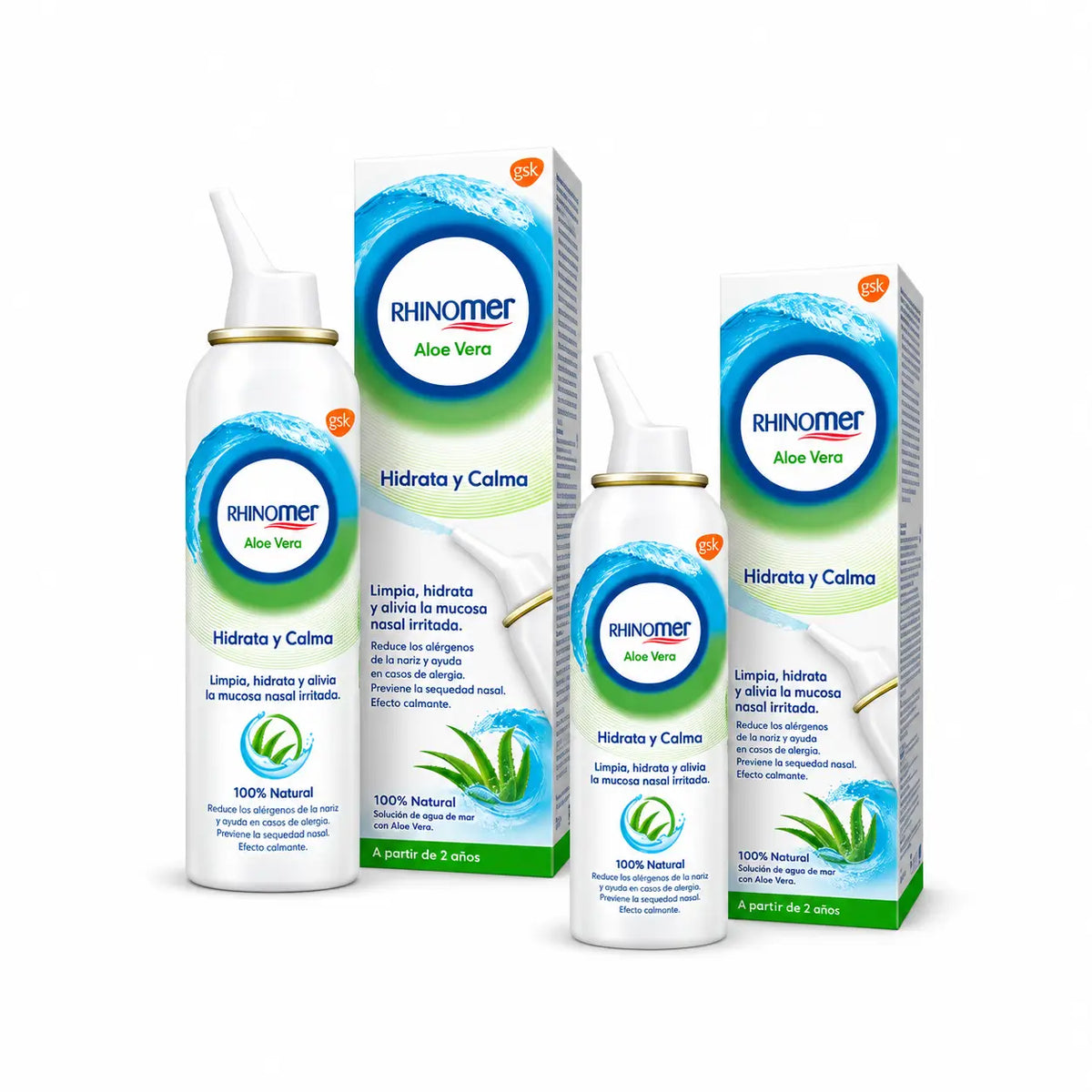 Rhinomer Spray nasale all'aloe vera, 100 ml, confezione da 2