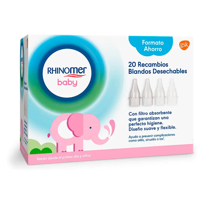 Rhinomer Baby Disposable Soft Refills with Absorbent Nasal Aspirator Filter, 20 pcs.