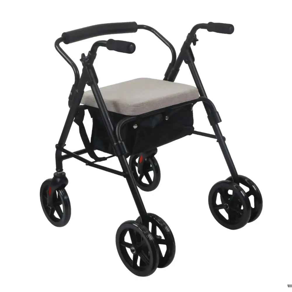 rollator in alluminio con freni a pressione, 200 mm (nero)