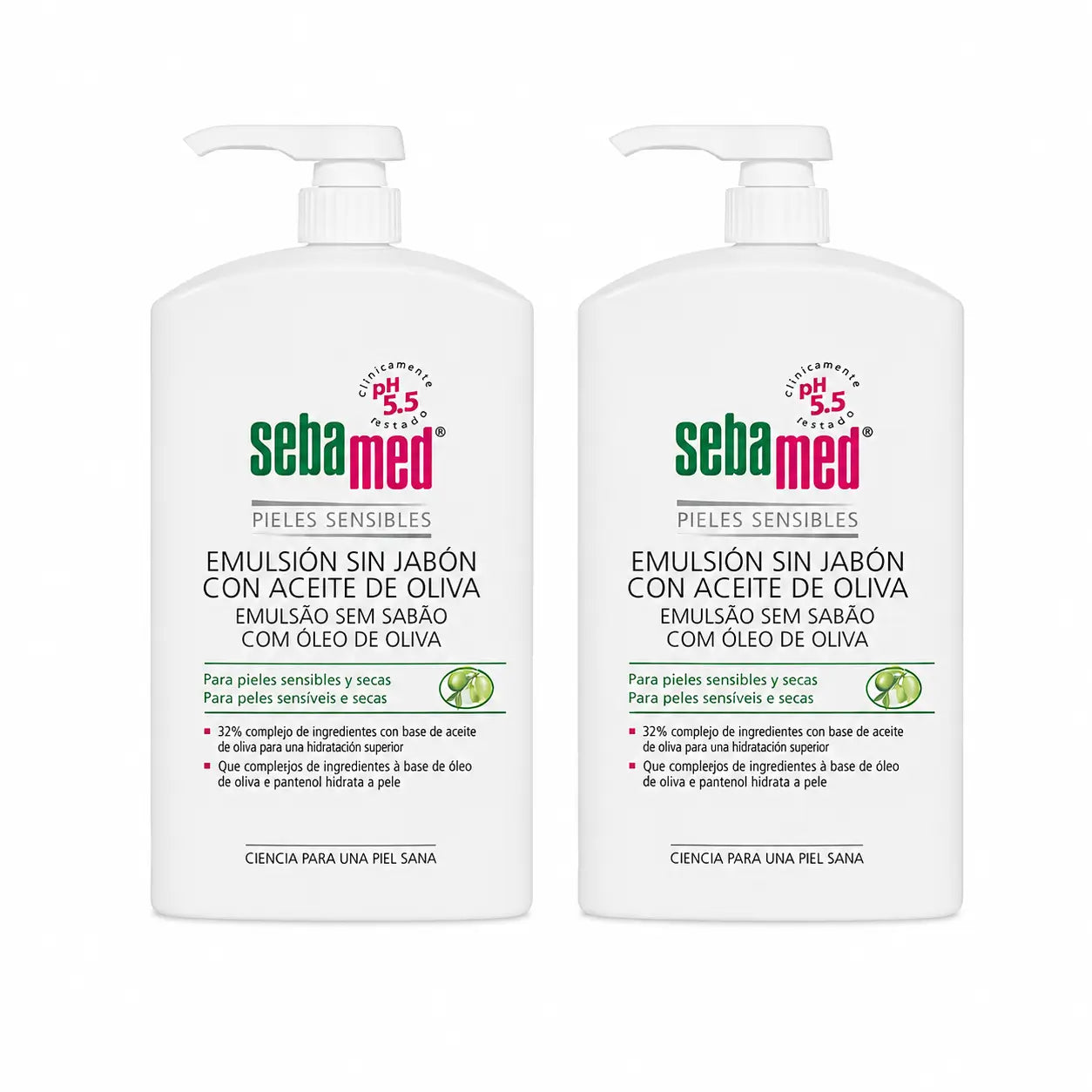 Sebamed Emulsione Gel Senza Sapone con Olio di Oliva 1000 Ml, confezione da 2