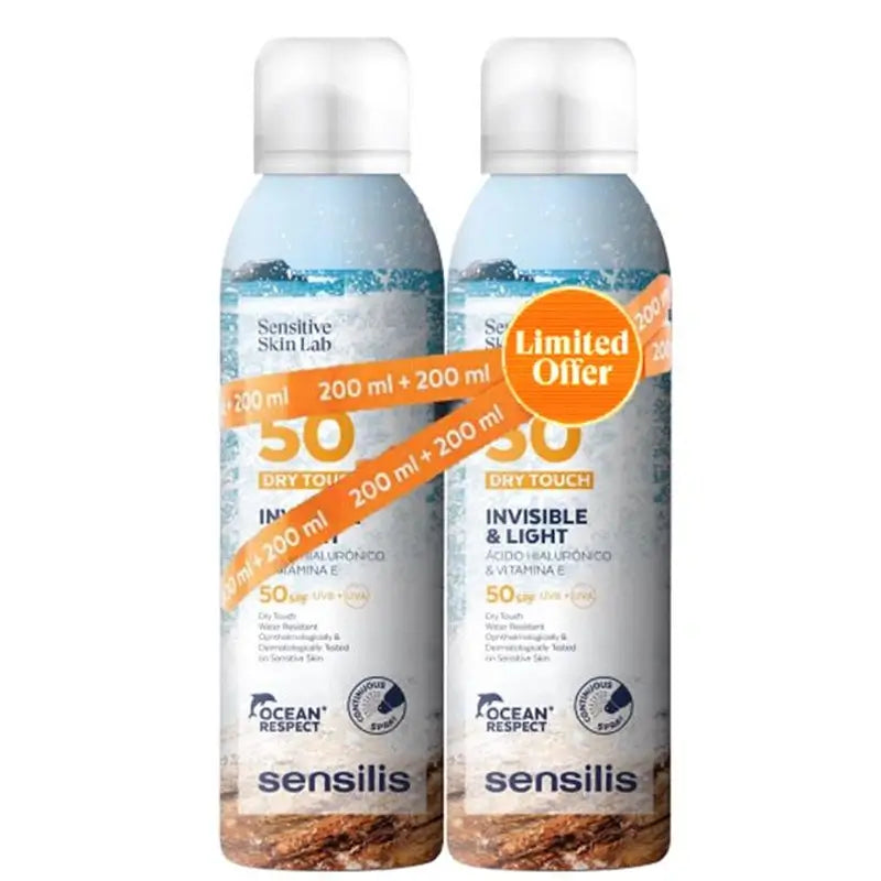 Sensilis Body Spray SPF 50+ Invisible & Light Anti-Ageing, 2x200 ml