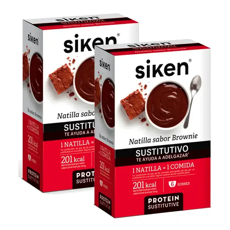 Sostituto della crema pasticcera Siken Brownie, confezione da 2 x 6 bustine