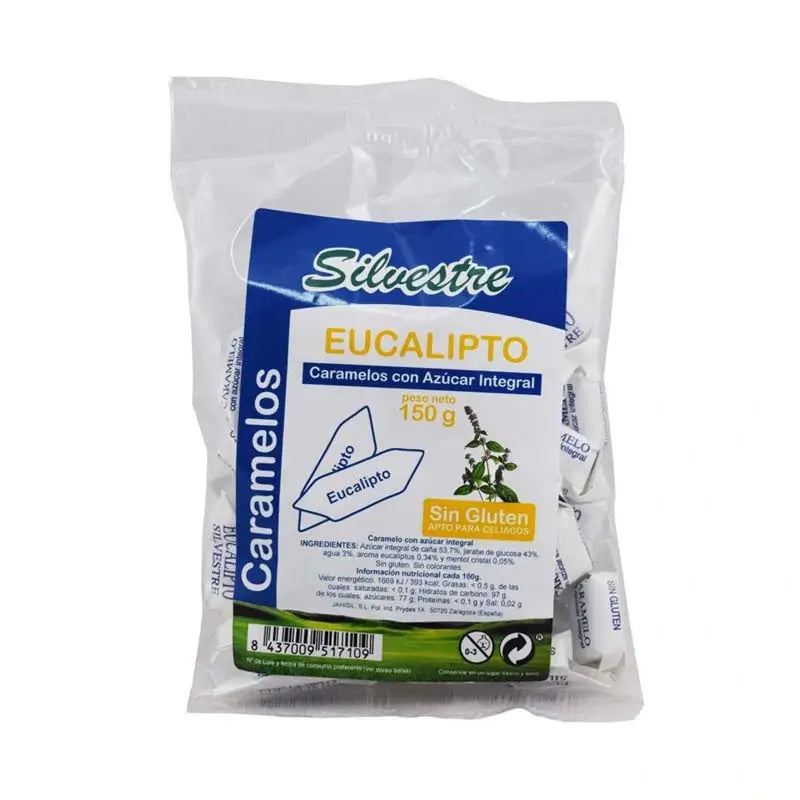 Caramelle di zucchero di canna Silvestre all'eucalipto 150g.