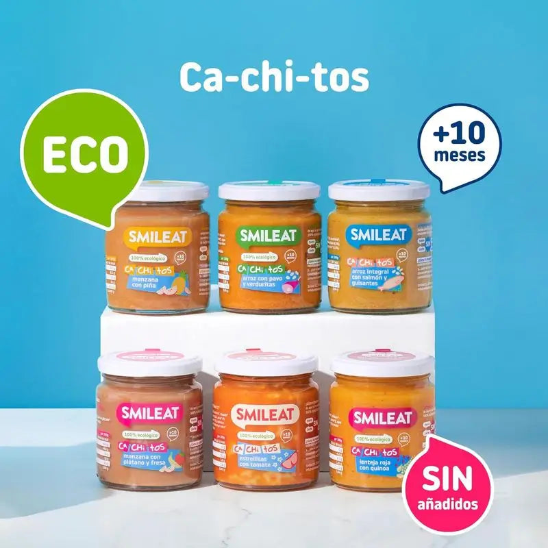 Barattolo piccolo Smileat con pezzi di pasta al pomodoro, confezione da 6 x 230 Gr