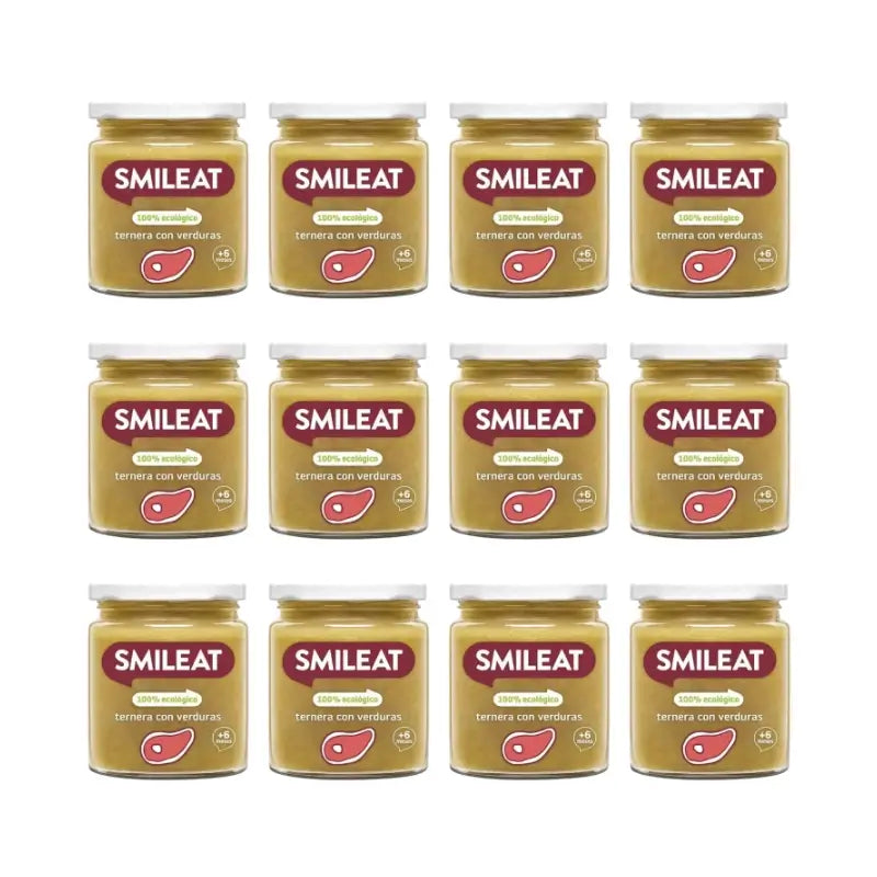Smileat Vasetto di carne di vitello con verdure 230 g, confezione da 12