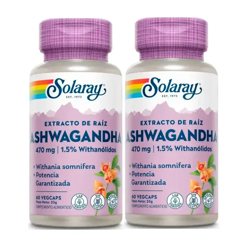 Solaray Ashwagandha 470 Mg Confezione vegetale 2 x 60 Capsule