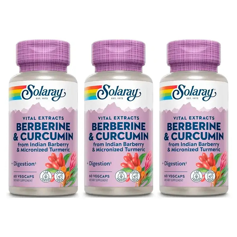 Solaray Berberina e Curcumina Confezione da 3 x 60 Capsule
