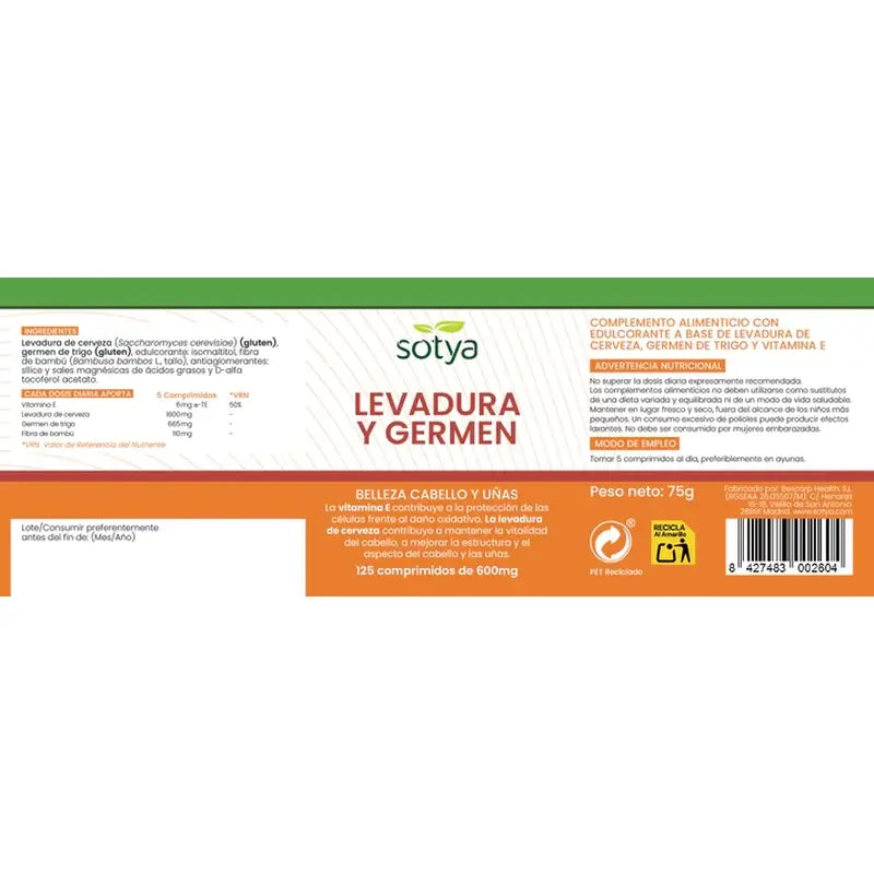 Lievito di birra Sotya + Germe di Grano 125 Compresse