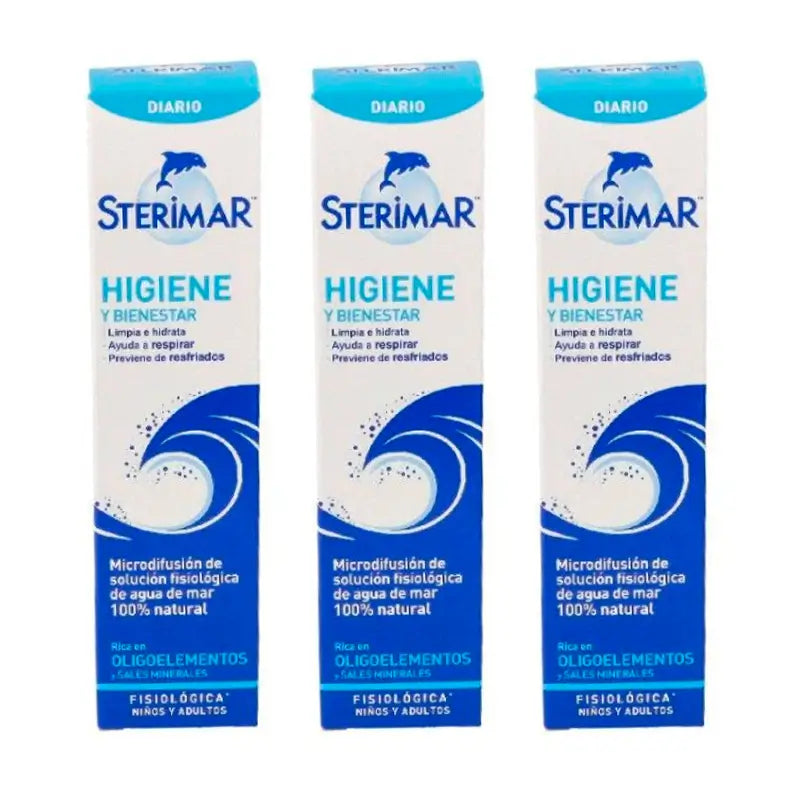 Sterimar Triplo Acqua di mare Microdiffusione fisiologica Igiene nasale 3 x 50 ml