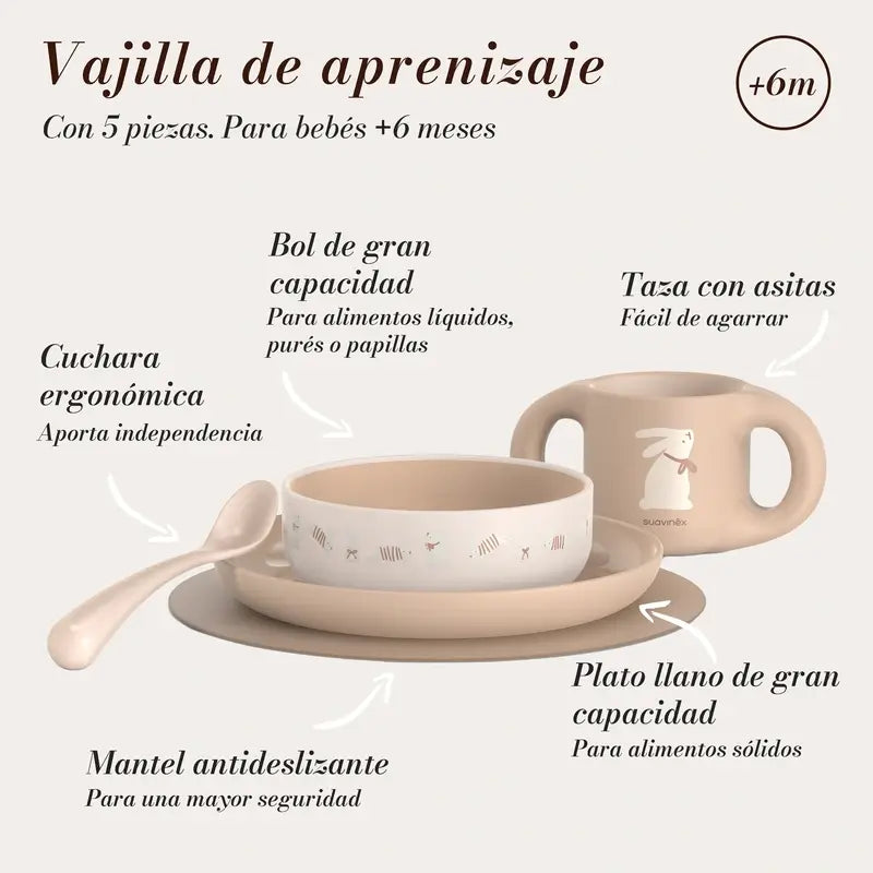 Stoviglie per bambini Suavinex +6 mesi, rosa