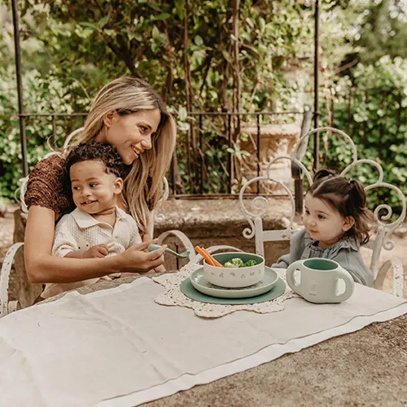 Suavinex Stoviglie per bambini +6 mesi, bianco verde