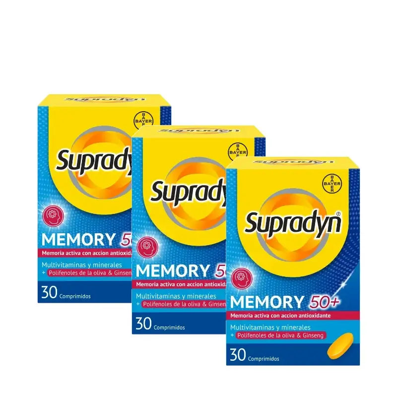 Supradyn Memory 50+ Vitamine, minerali ed energia con ginseng, confezione da 3 x 30 compresse