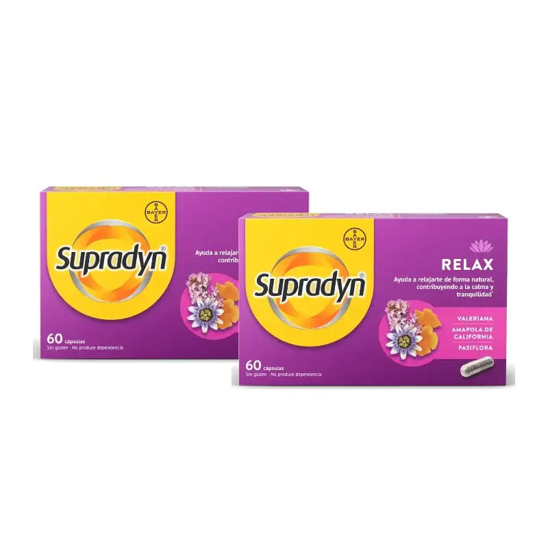 Supradyn Relax, calma e serenità con passiflora e valeriana, confezione da 2 x 60 capsule