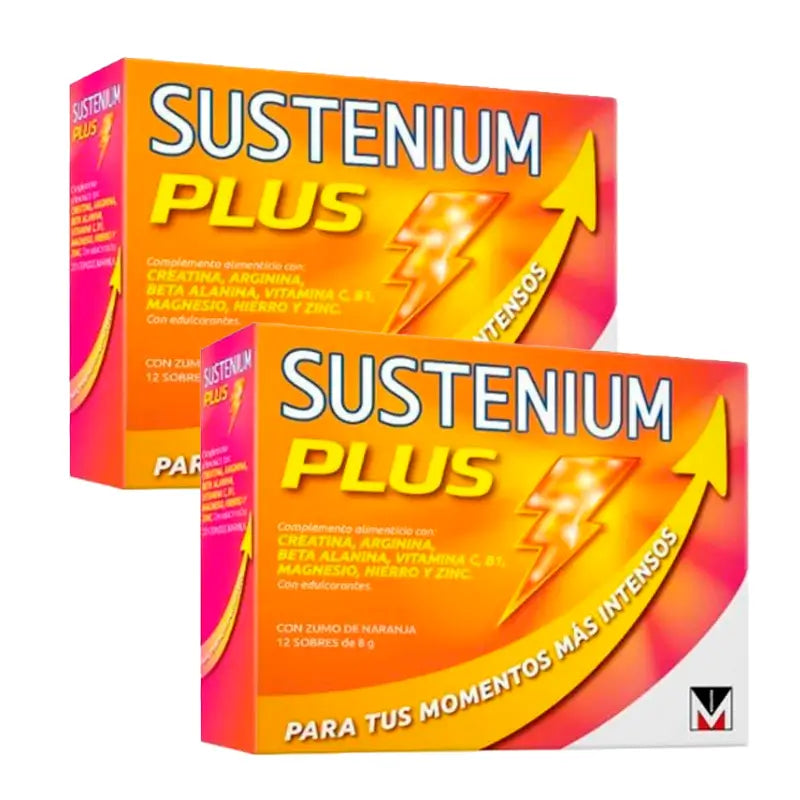 Sustenium Plus Duplo Integratore alimentare con succo d'arancia 2 x (12 bustine x 8 g)