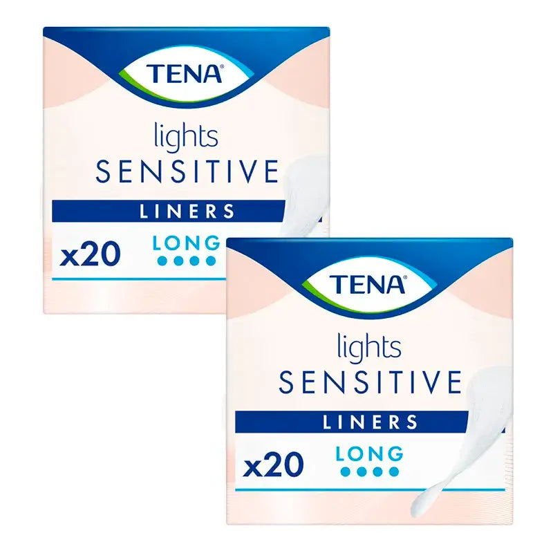 Tena Pack Lights Sensitive Long Liner, 2 X 20 pezzi.
