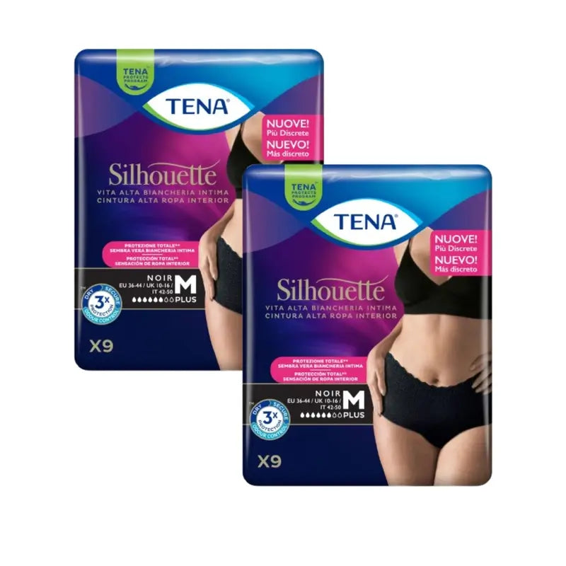 Tena Pack Silhouette Crema Plus Vita Alta Taglia M, 2 X 9 Unità