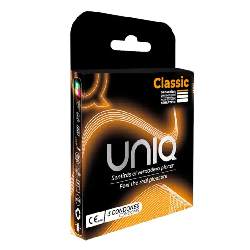 Preservativi Uniq Classic senza lattice, 3 pezzi.