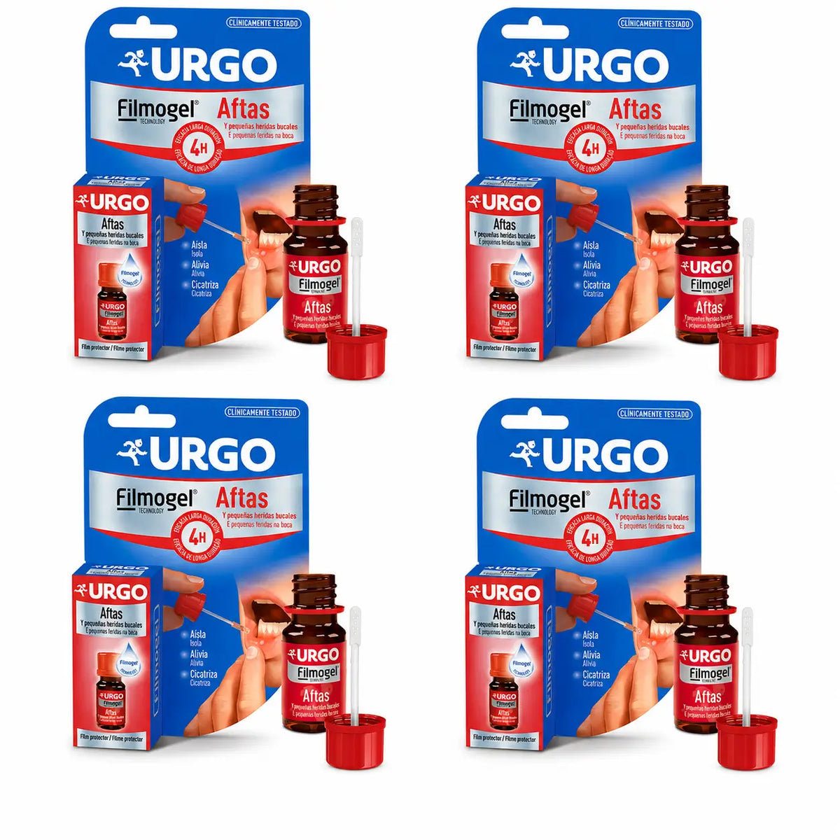 Urgo Aftas Filmogel, flacone da 6 ml, confezione da 4