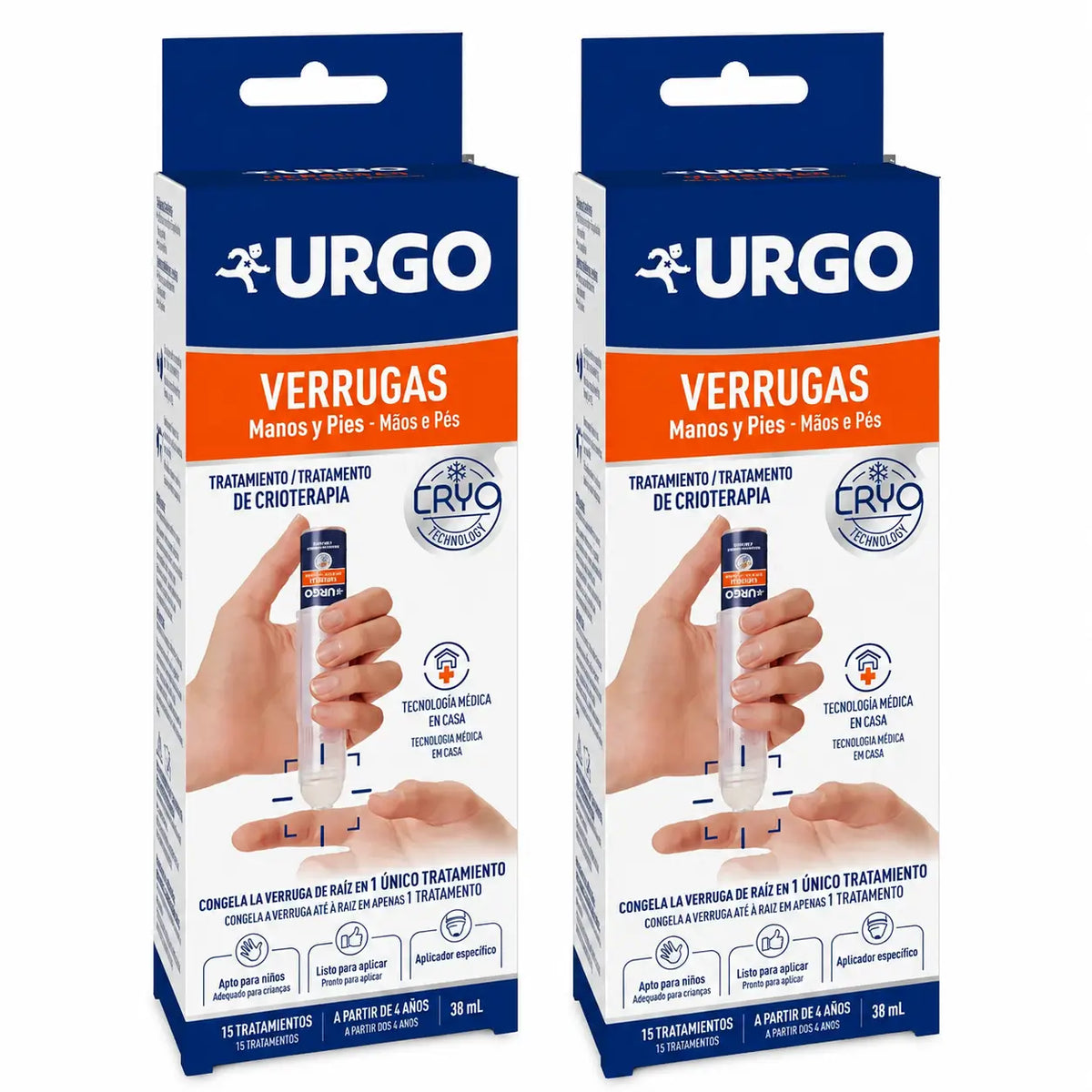 Urgo Verrugas Crioterapia - Flacone da 38 ml, 15 trattamenti, confezione da 2