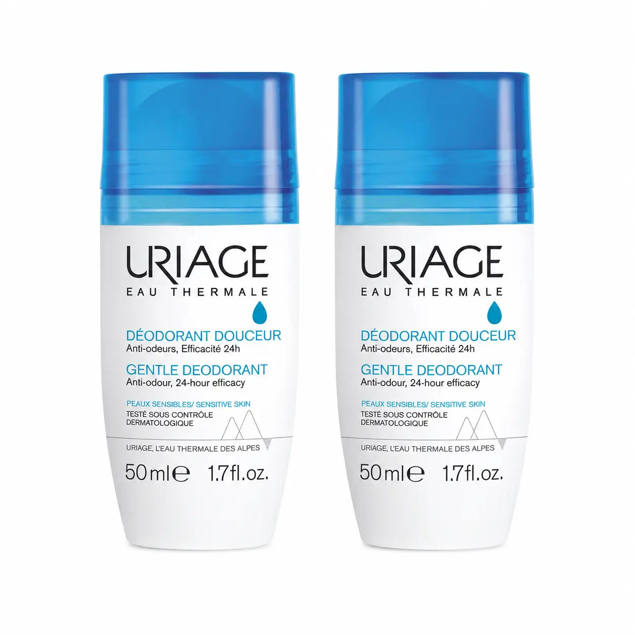 Uriage Deodorante Delicato 50 ml per pelle sensibile 24 ore, confezione da 2