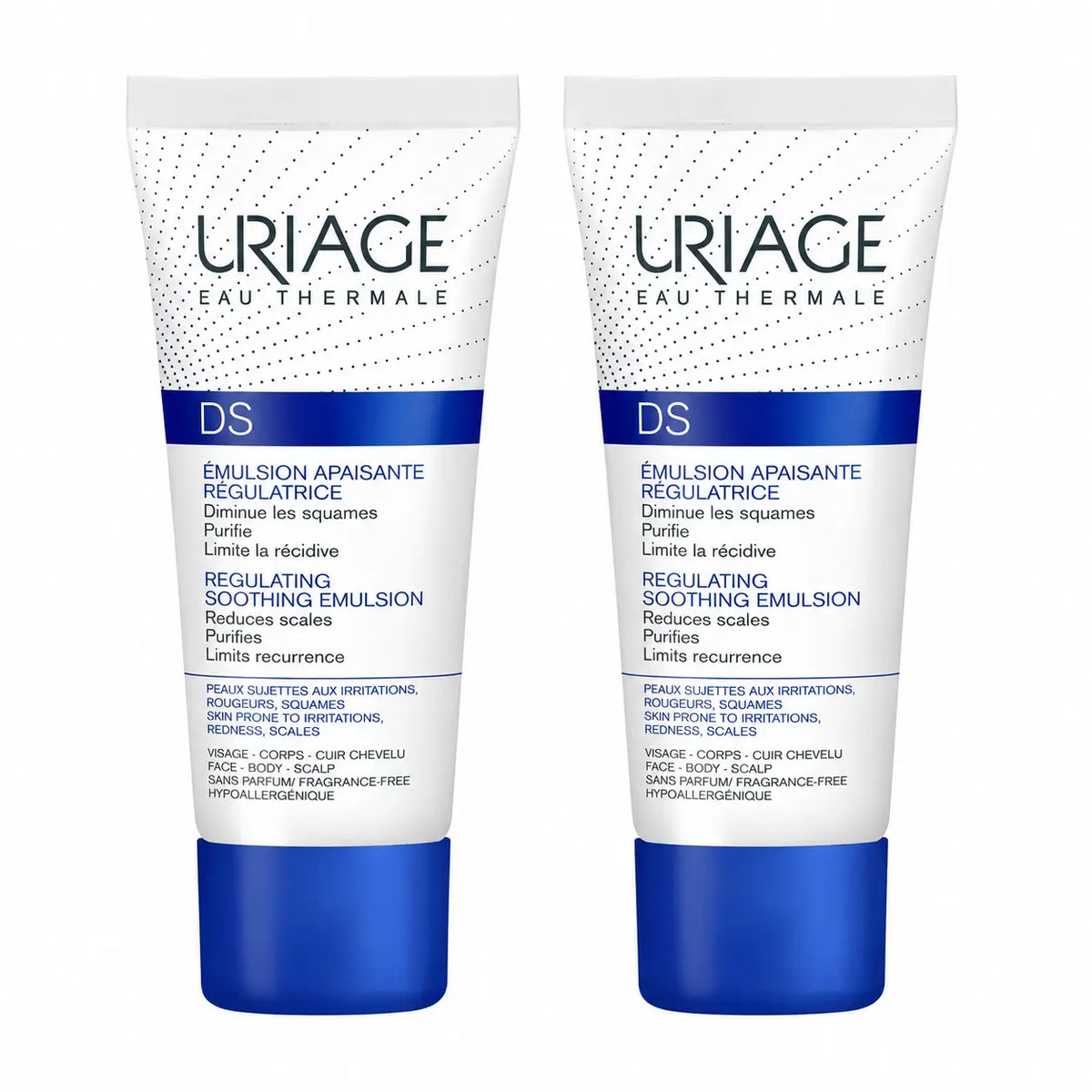Uriage DS Emulsione Lenitiva 40 ml senza profumo, confezione da 2