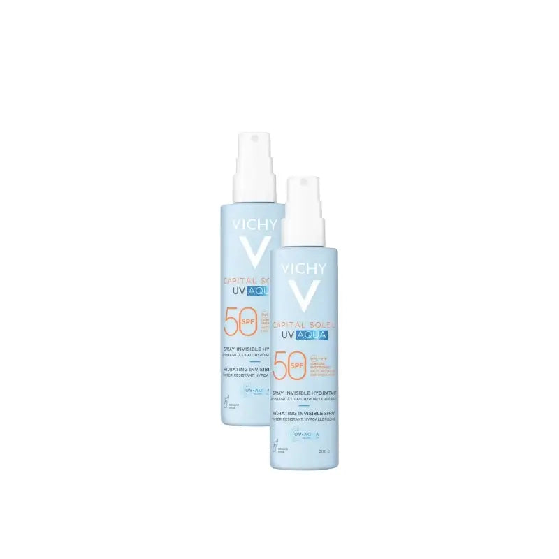 Vichy Capital Soleil UV Aqua Spray Invisible SPF50 200 ml, confezione da 2
