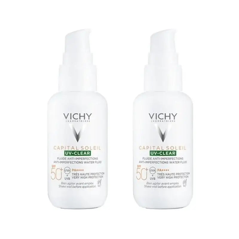 Vichy Capital Soleil Uv Clear Spf50+ Fluido anti-imperfezioni, 2X40 Ml