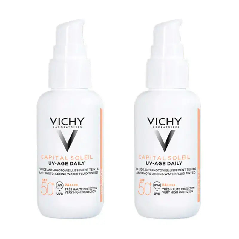 Vichy Duplo Uv-Age Quotidiano Con Acqua Fluida Colorata Spf 50+ , 2X40 Ml