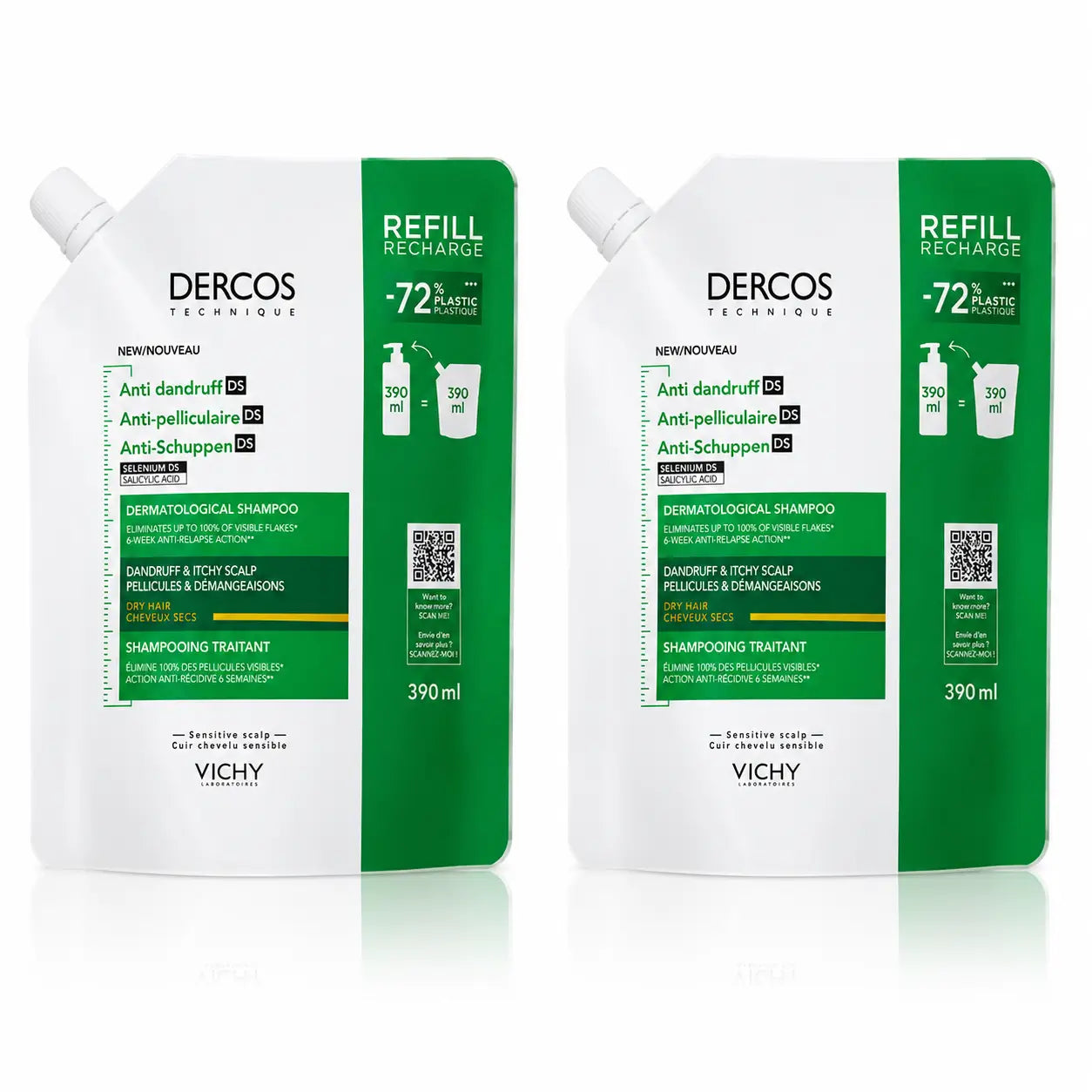 Vichy confezione Vichy Dercos Technique Ecorefill Shampoo antiforfora secco, x2