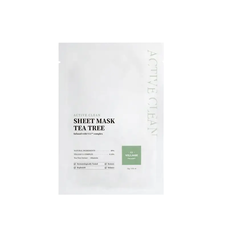 Village 11 Factory Active Clean Sheet Maschera all'albero del tè, 23 g