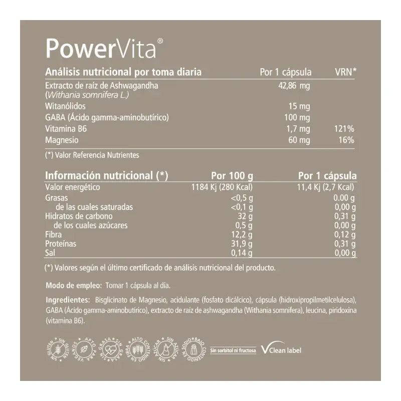 PowerVita 60 capsule - Con ashwagandha, magnesio e GABA