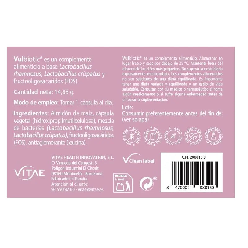 VITAE Vulbiotic, 30 capsule