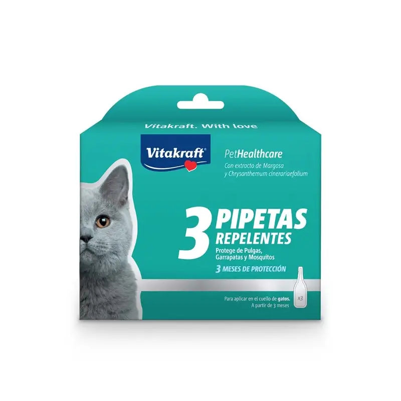 Vitakraft Pipetta per gatti biocida, 3 pipette, 3 pezzi