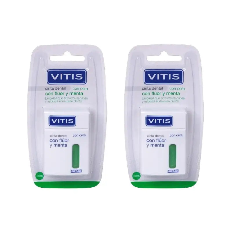 Nastro dentale Vitis con fluoro e menta, 2X50 M