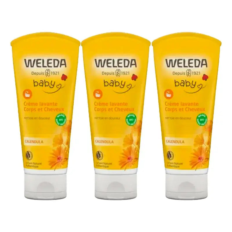 Weleda Baby Shampoo e Gel doccia alla Calendula , 3 x 200 ml