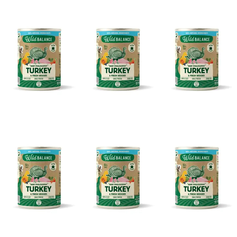 Wild Balance Philosophy Barf di tacchino per cani, 400 g, Confezione da 6