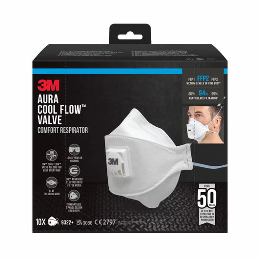 3M™ Maschera antipolvere e antipolvere C/Valvola 9322+ Ffp2, 2 pezzi