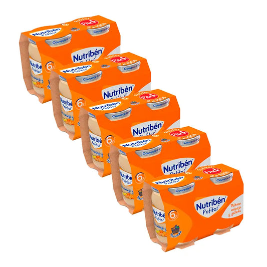 Nutriben Pack Pot Snack Banana, Arancia e Biscotto 5 X 2 X190 Gr