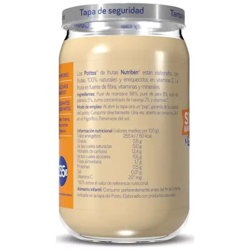 Nutriben Potito Mela, Arancia, Banana e Pera Williams, 6x235g