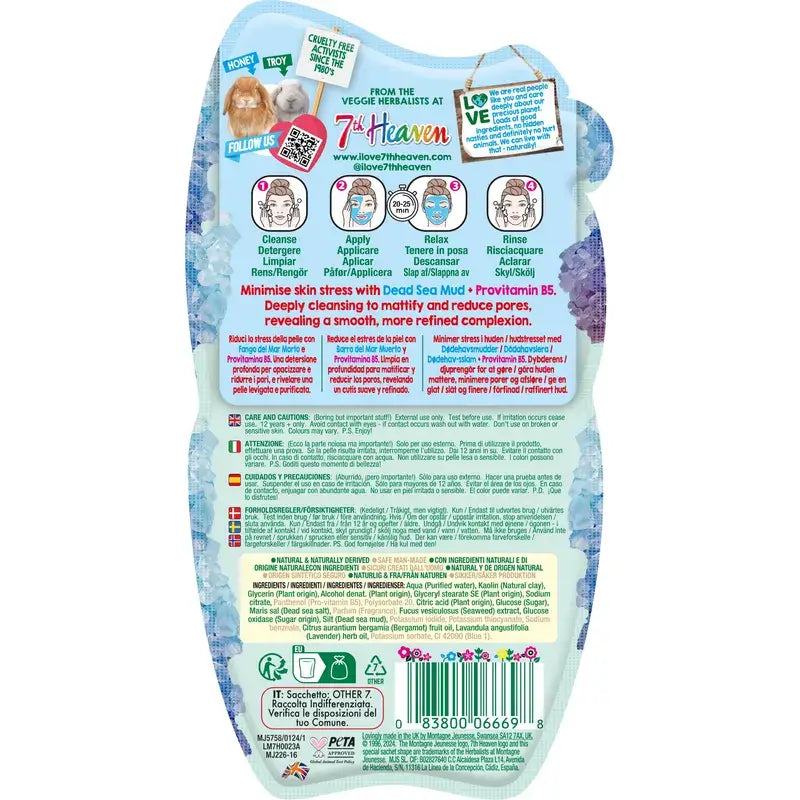 7 Heaven Maschera di fango del Mar Morto con Provitamina B5 Pori Perfetti , 15 ml