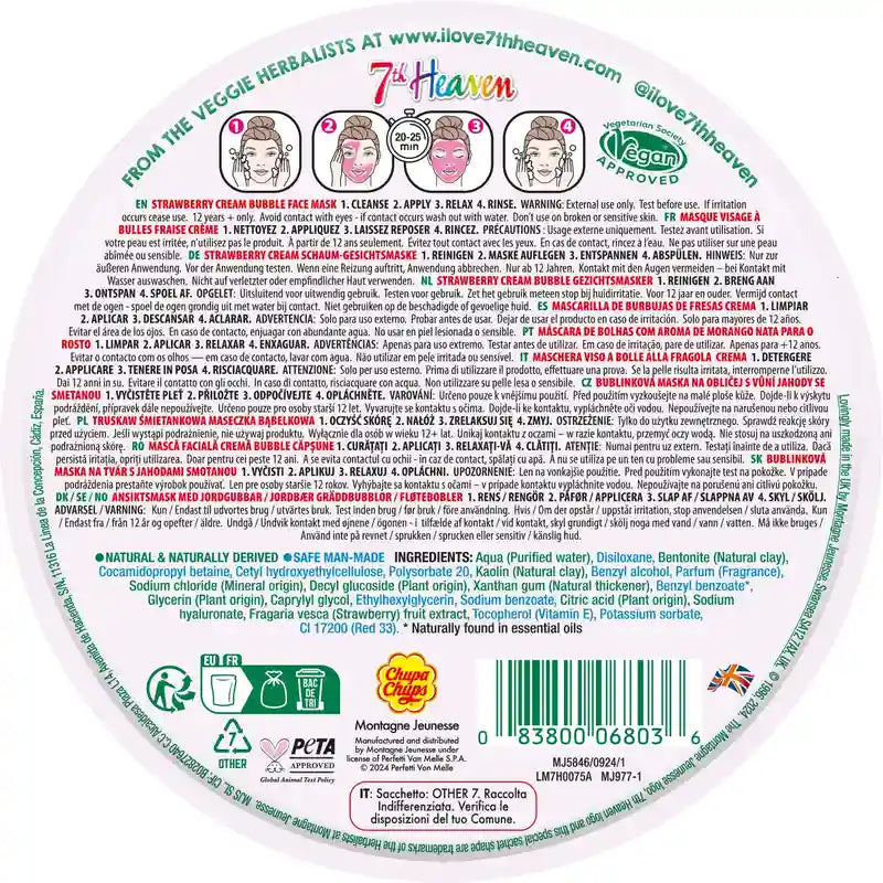 7 Heaven Bubble Chupa Chups Maschera per il viso con bolle di crema e fragola
