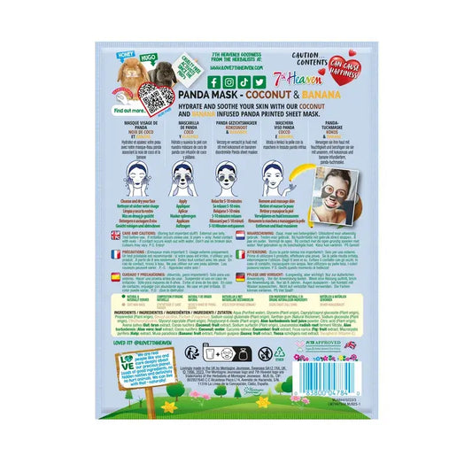 7 Heaven Animal Mask Panda Cloth Mask, 4 unità