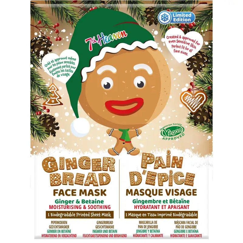 7 Heaven Maschera viso di pan di zenzero natalizia, 2 pz.