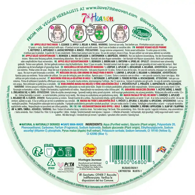 7 Heaven Jelly Chupa Chups Maschera di gelatina di mele